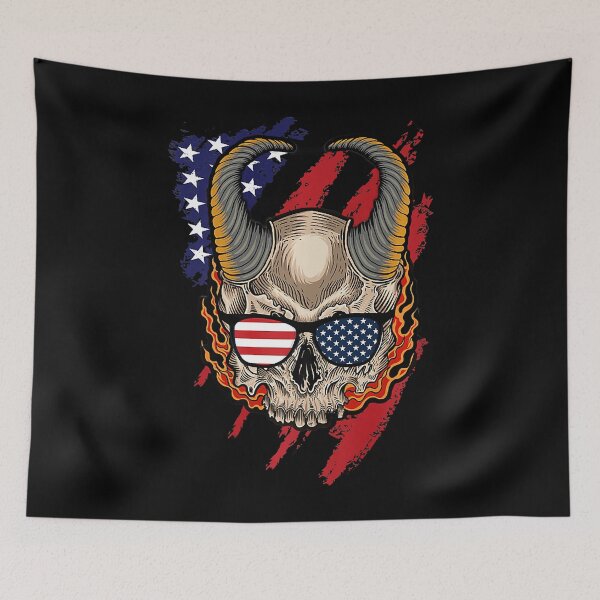 Item preview, American Halloween Demon Skull designed and sold by RaymondPurves.