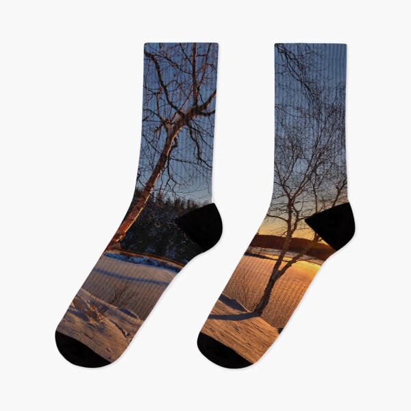 Item preview, sunset in frozen lake with winter atmosphere designed and sold by DOKU_TEAM SHIRT.