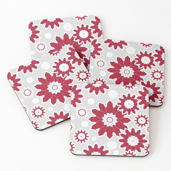 Item preview, Abstract floral pattern, white, red, grey designed and sold by Svitac.