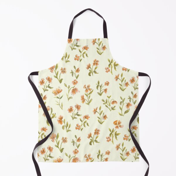 Vintage Orange Floral Pattern Apron