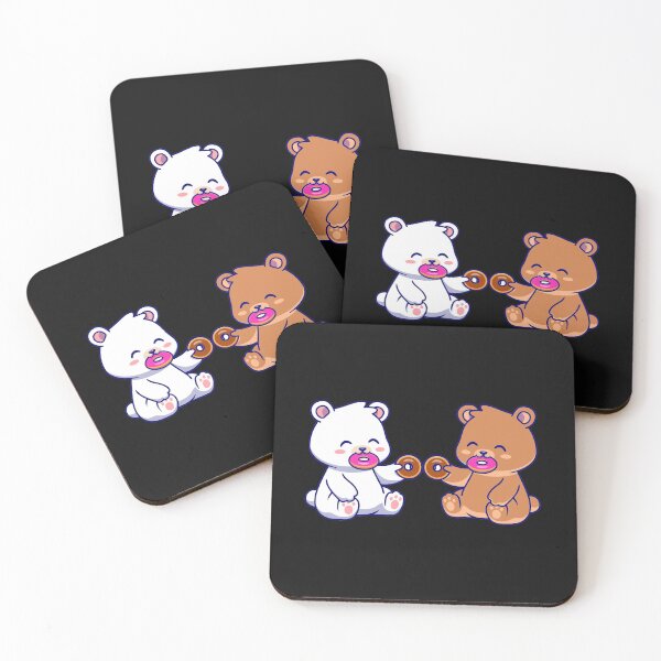 Item preview, Milk and Mocha bears are hungry | Milk Mocha eating donuts together  designed and sold by Giovanni's  Brown Quotes.