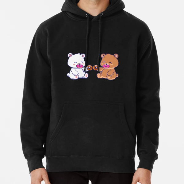 Milk and Mocha bears are hungry Milk Mocha eating donuts