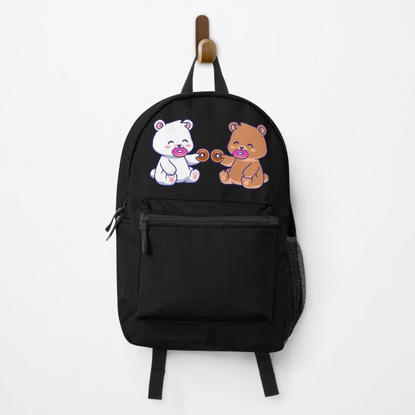 Item preview, Milk and Mocha bears are hungry | Milk Mocha eating donuts together  designed and sold by Giovanni's  Brown Quotes.