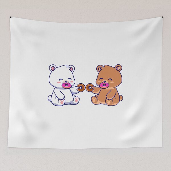 Item preview, Milk and Mocha bears are hungry | Milk Mocha eating donuts together  designed and sold by Giovanni's  Brown Quotes.