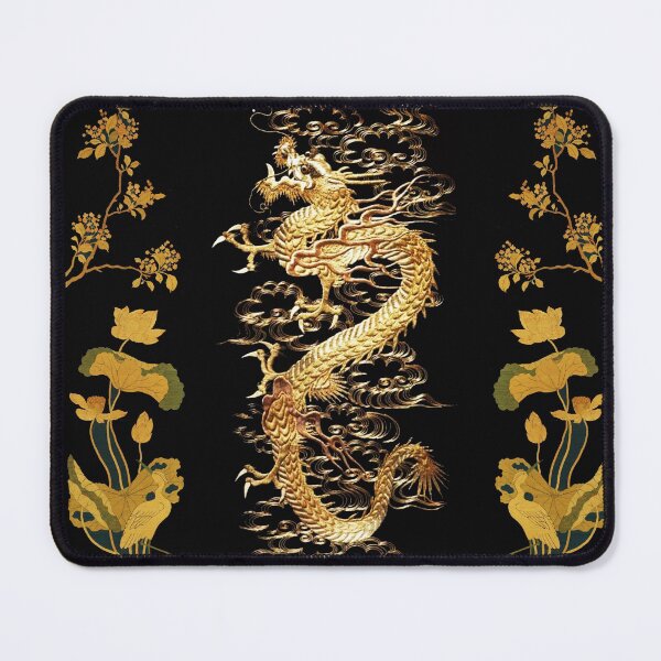 Item preview, GOLD DRAGON IN BLACK,Egret,Lotus,Green Gold  Floral designed and sold by BulganLumini.