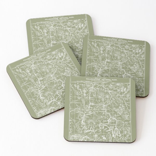 Item preview, Yellowstone National Park Vintage Map Green Background White Lines designed and sold by Wenkatdesigns.