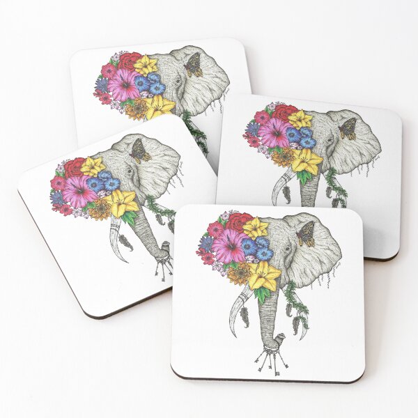 Item preview, Floral Elephant - Colour - White Background designed and sold by SamuelJ.