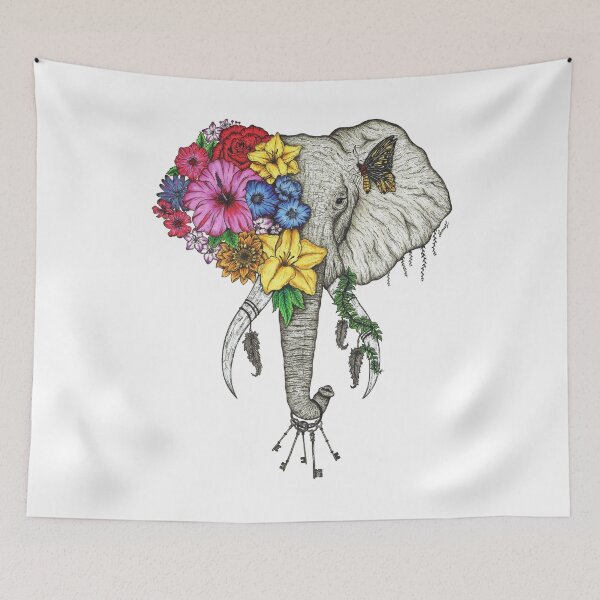 Item preview, Floral Elephant - Colour - White Background designed and sold by SamuelJ.