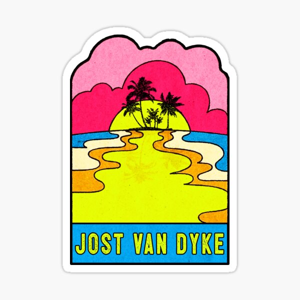 Item preview, Jost Van Dyke Groovy Sunset 70's Hippie Hippy Vintage British Virgin Islands designed and sold by DESTINATIONS DECAL DOS.