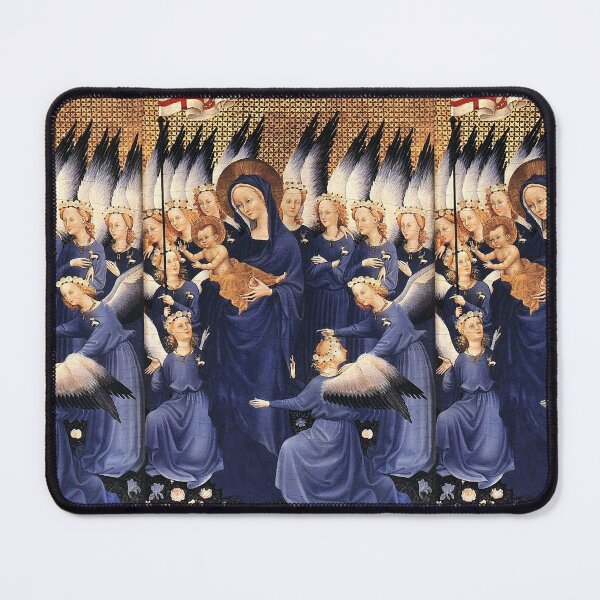 Item preview, VIRGIN WITH CHILD AND ANGELS IN BLUE GOLD WHITE HUES designed and sold by BulganLumini.
