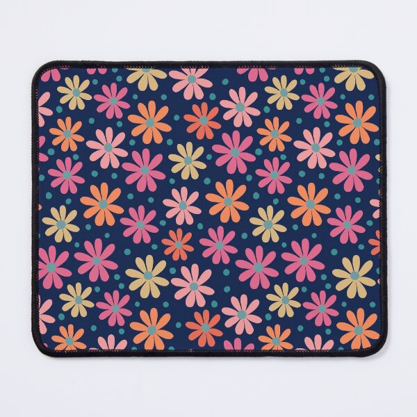 Item preview, Pink yellow orange floral pattern with dark blue background designed and sold by Zendays.
