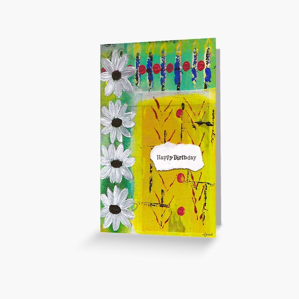 Happy Birthday with Daisies Greeting Card