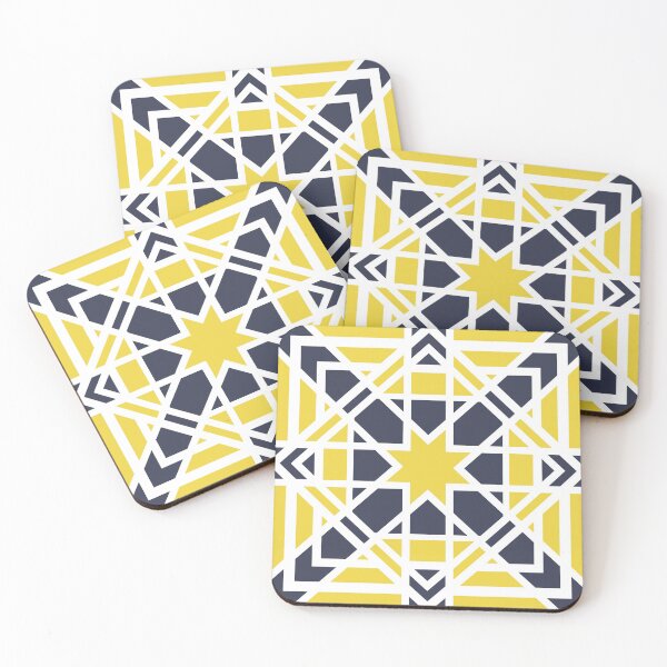 Item preview, Geometric, ornamental, mustard yellow, navy blue, white pattern designed and sold by Svitac.