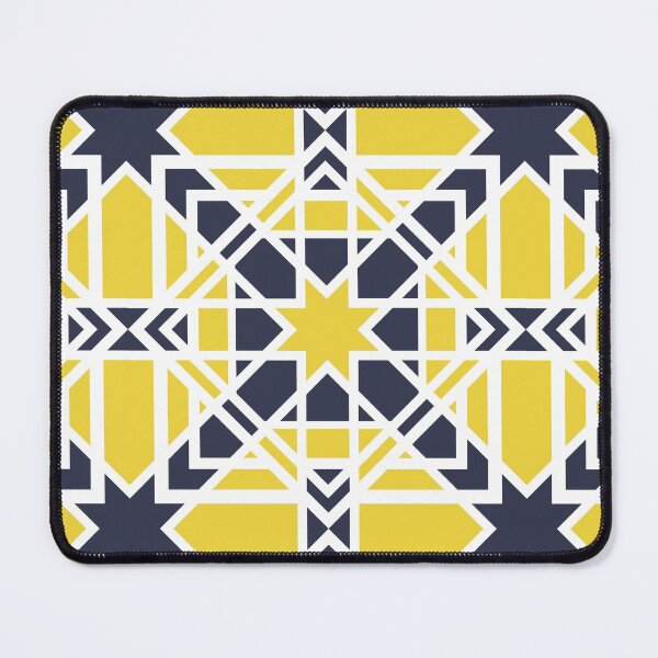 Item preview, Geometric, ornamental, mustard yellow, navy blue, white pattern designed and sold by Svitac.