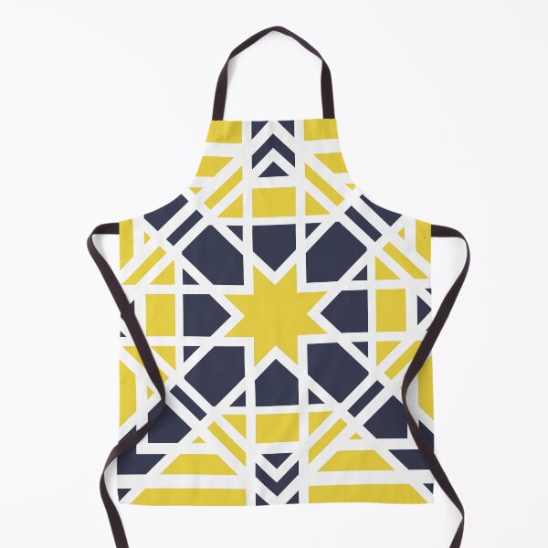 Item preview, Geometric, ornamental, mustard yellow, navy blue, white pattern designed and sold by Svitac.