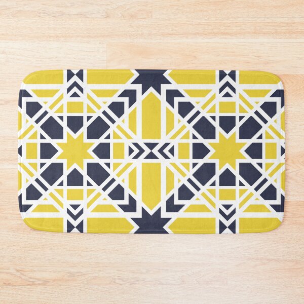 Item preview, Geometric, ornamental, mustard yellow, navy blue, white pattern designed and sold by Svitac.