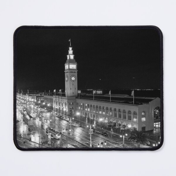 Item preview, San Francisco Ferry Building in the Rain (black & white) designed and sold by jenniferloring.