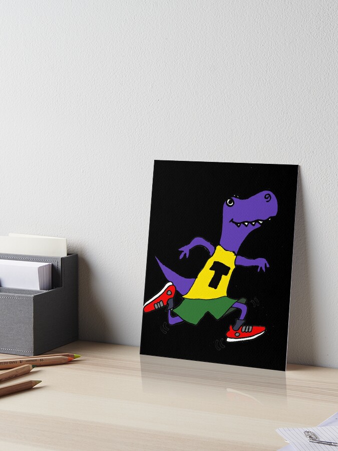 Funny T-rex Dinosaur Runner Art Board Print for Sale by naturesfancy