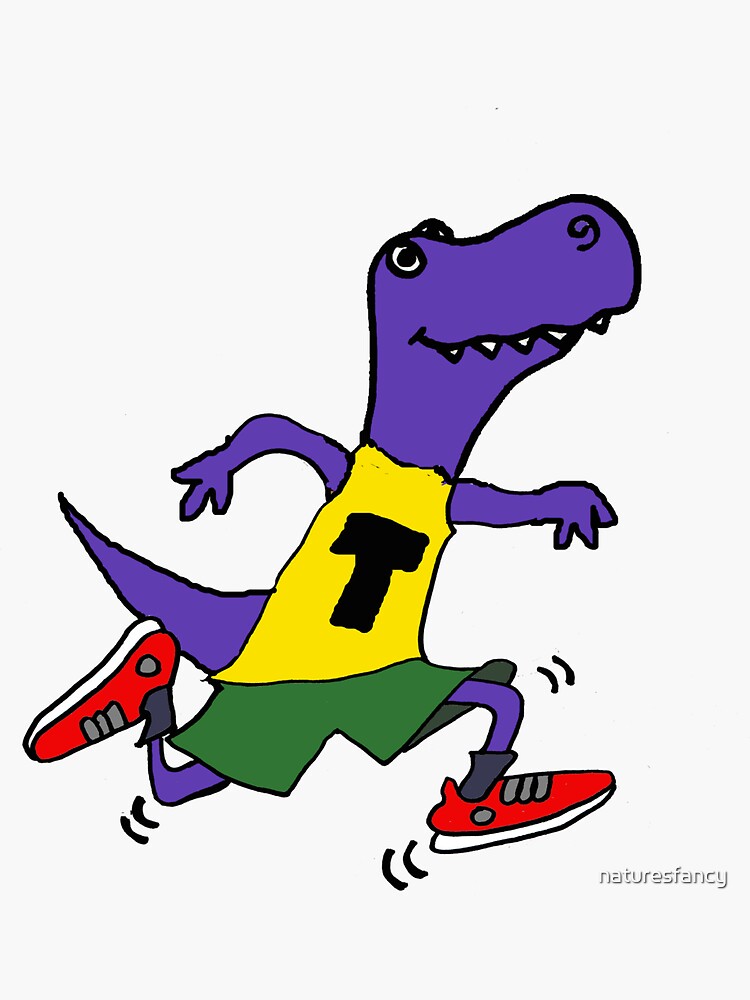 Funny T-rex Dinosaur Jumping Hurdles Cartoon Poster for Sale by  naturesfancy