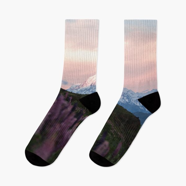 Item preview, Mountain Mt. Cook with Purple Lupin Flowers During Sunset designed and sold by Danny Wanders.