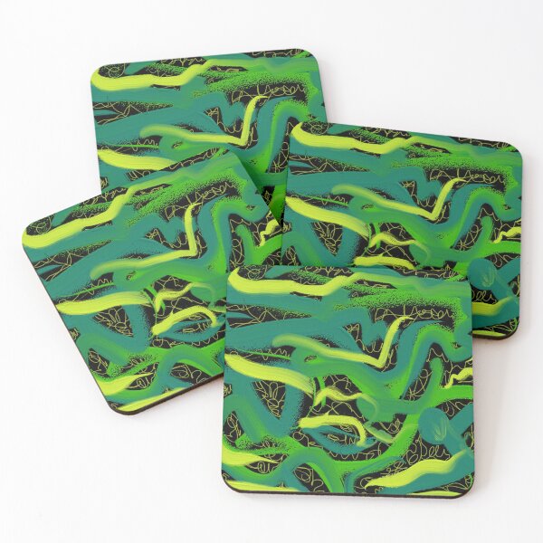 Item preview, Green Neon Bright Brush Strokes Abstract Art Oil Painting designed and sold by hopecope.