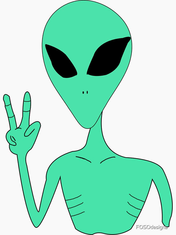 "Green Alien Cartoon" Sticker by FOSOdesigns | Redbubble