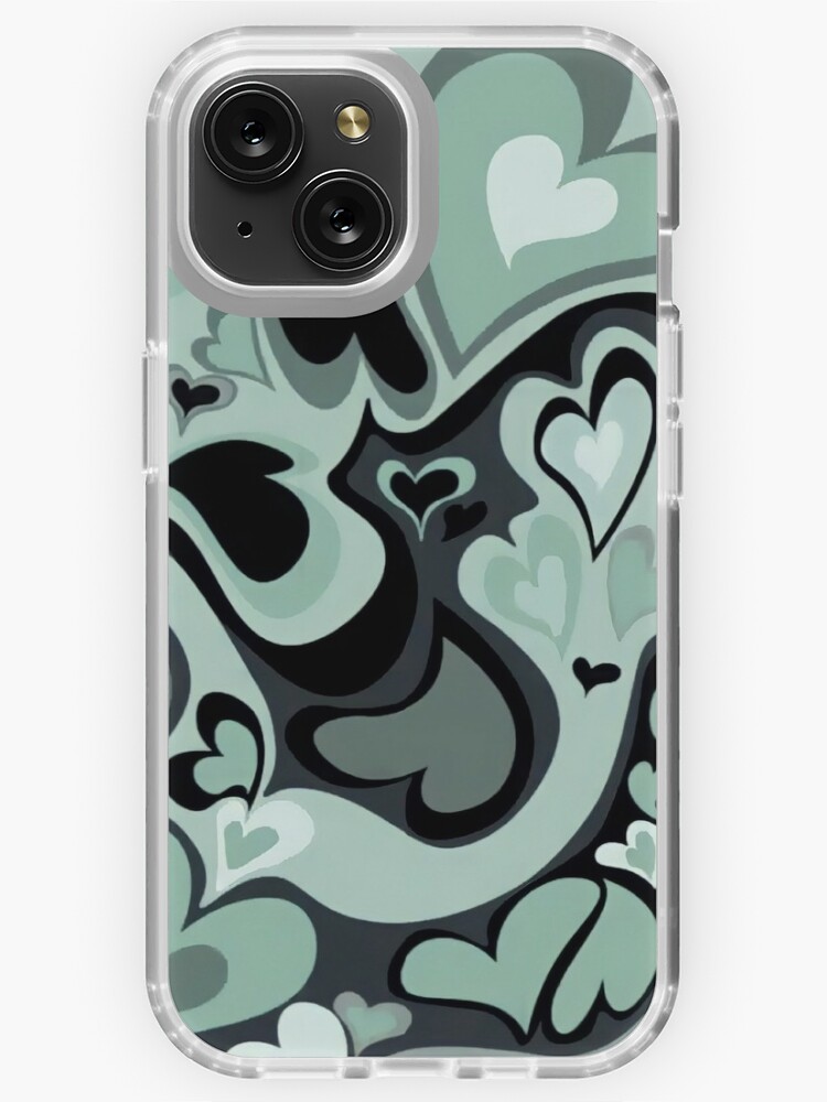 pastel green black y2k hearts phone case iPhone Case