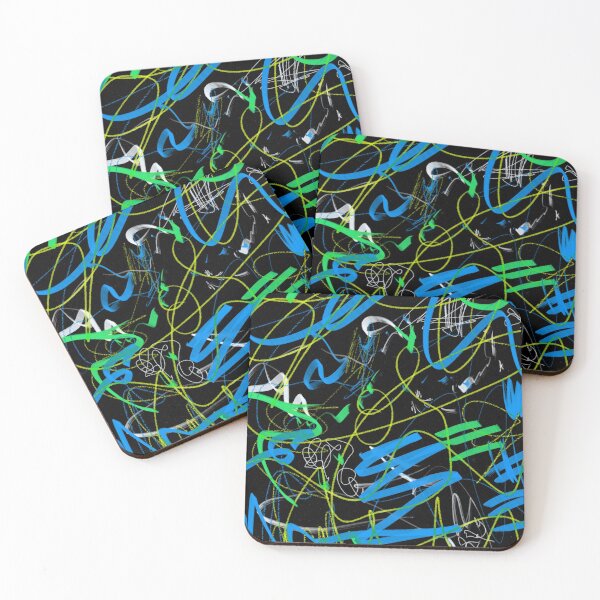 Item preview, Blue and Green Abstract Art Scribble Marker Mixed Media  designed and sold by hopecope.