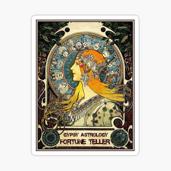 GYPSY ASTROLOGY;Vintage Fortune Teller Print Sticker