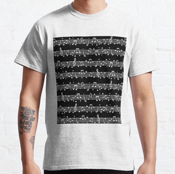Music Notes White on Black Classic T-Shirt