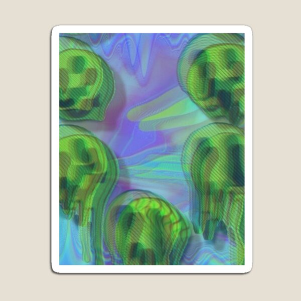Trippy Psychedelic Melted Smiley Faces Magnet