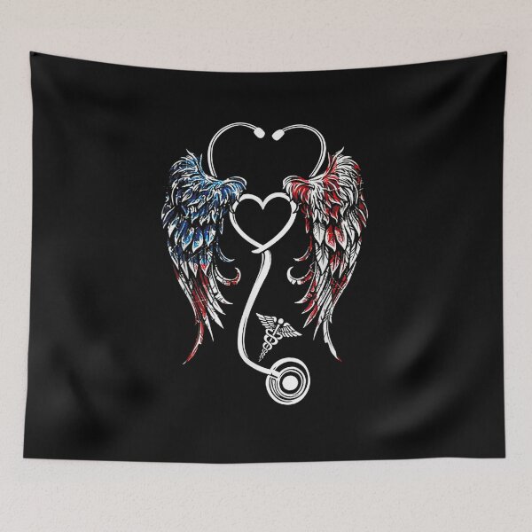 Item preview, American flag wings nurse stethoscope- Nursing  designed and sold by Designs Of all kinds.