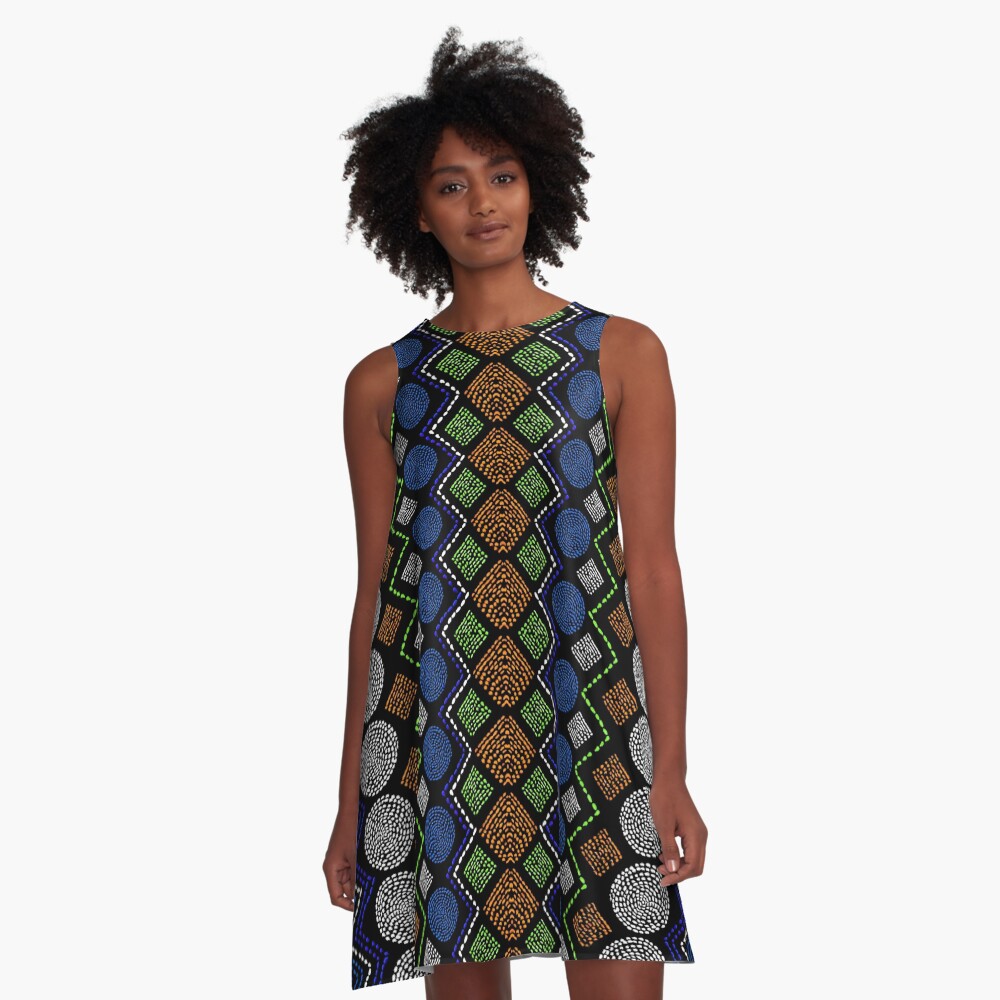 Ethnic African Motif 2 A-Line Dress
