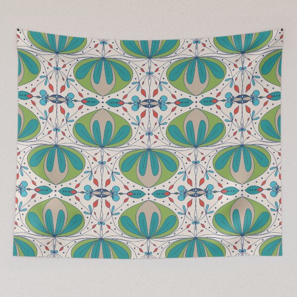 Item preview, Green-Teal Blossoms designed and sold by WDZebra.
