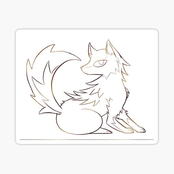 Brown Wolf Line Art Sticker