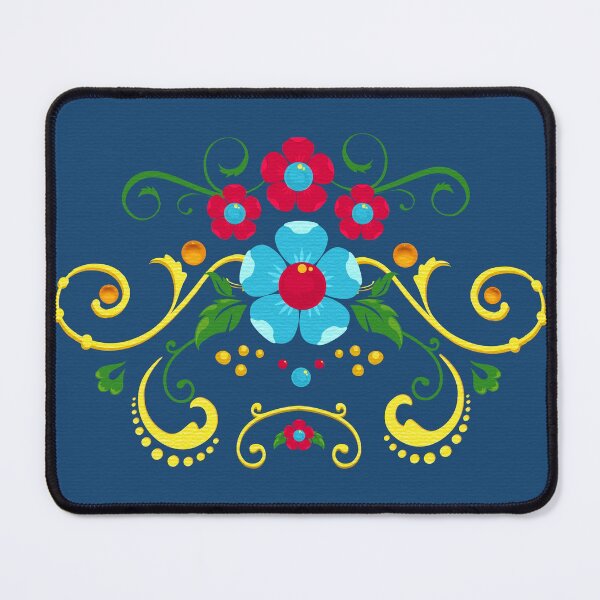 Item preview, Red and Blue Flowers in Buenos Aires Fileteado Porteno Filete Street Art Style designed and sold by infinitetango.