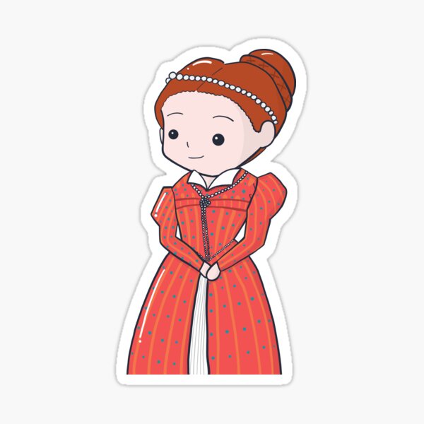Cute Historical Characters Mary Queen of Scots Drawing Sticker