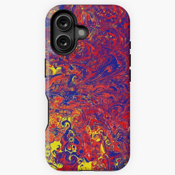 Balinese Goddess Abstract - Red Blue Palette iPhone Tough Case