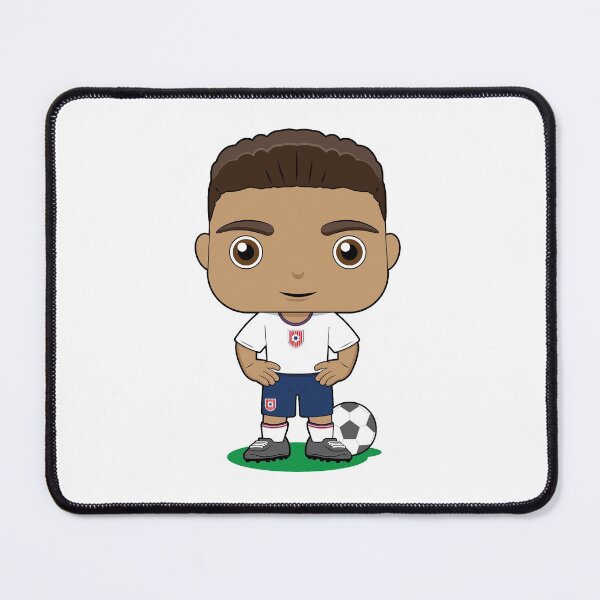 Item preview, Cute soccer boy player design in blue white kit designed and sold by essjaydesigns.