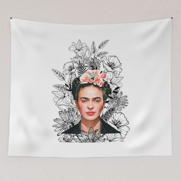 Item preview, Kahlo black and white flowers art designed and sold by StaleyPatricia.