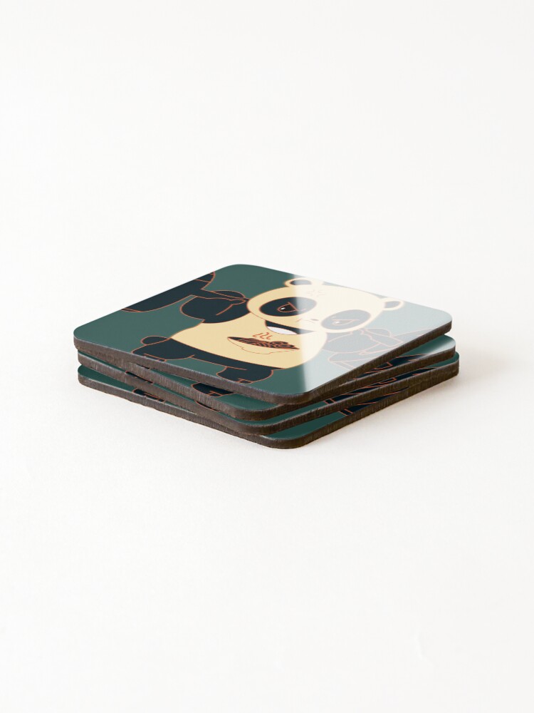 Thumbnail 4 of 5, Coasters (Set of 4), Cute Panda Weightlifting designed and sold by Reyano.