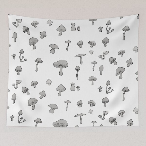 Item preview, simple monochrome mushroom pattern designed and sold by -Lily-Anne-.
