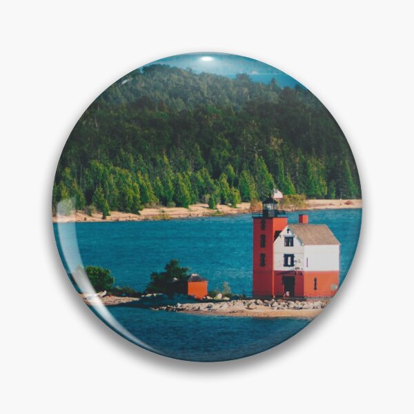 Item preview, Round Island Light watching over Mackinac Island designed and sold by Michael Deemer.