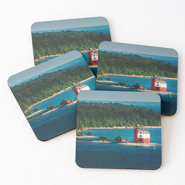 Item preview, Round Island Light watching over Mackinac Island designed and sold by Michael Deemer.
