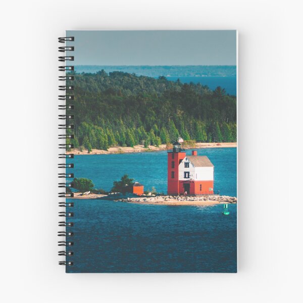 Item preview, Round Island Light watching over Mackinac Island designed and sold by Michael Deemer.