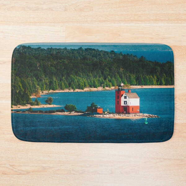 Item preview, Round Island Light watching over Mackinac Island designed and sold by Michael Deemer.
