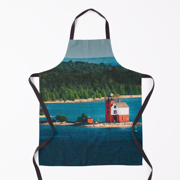 Item preview, Round Island Light watching over Mackinac Island designed and sold by Michael Deemer.