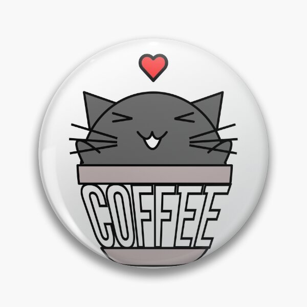 Artikelvorschau, Glückliche Katze in Kaffeetasse mit verzogenem Textherz auf dem Kopf schwarz entworfen und verkauft von CoffeewithKitty.