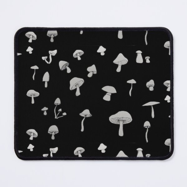 Item preview, simple monochrome mushroom pattern (black background) designed and sold by -Lily-Anne-.