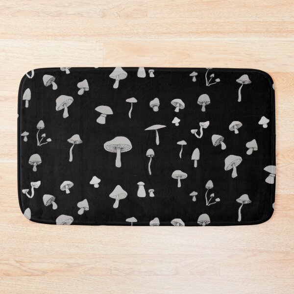 Item preview, simple monochrome mushroom pattern (black background) designed and sold by -Lily-Anne-.